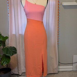 Petal and Pup Xiomar One-shoulder Midi Dress w/ slit wedding  guest sz. 4